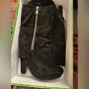 Sam Edelman Black Suede Platform Boots - Size 8